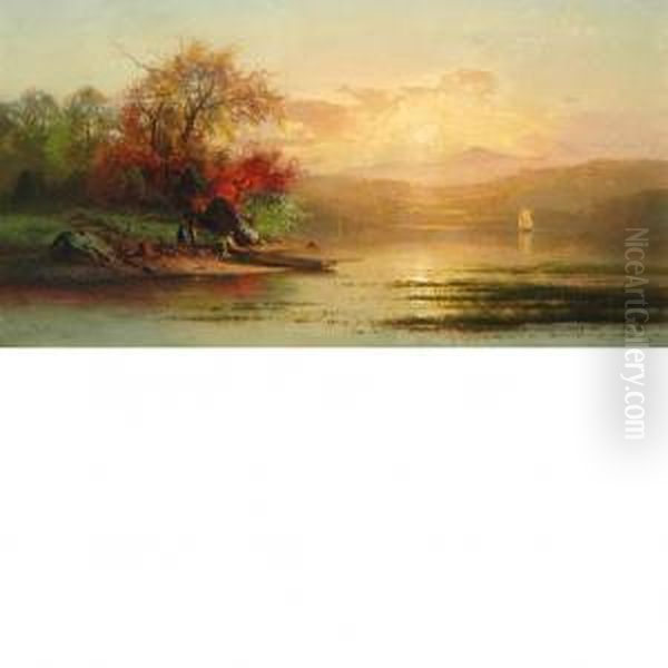 Autumn Sunset Over A Lake - view 1