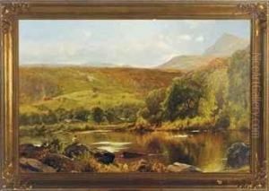 An Angler Fishing In A Landscape by Ernest Parton