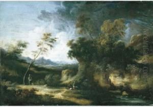Paesaggio Roccioso Con Contadini In Sosta by Stefano Pasero