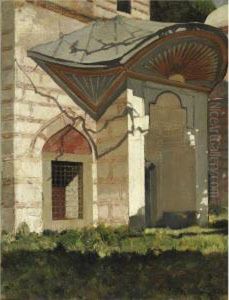 Porta Del Turbe Con Sole Raggiante Dipinto by Alberto Pasini