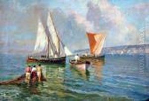 Marina Con Barche E Pescatori by Lazzaro Pasini