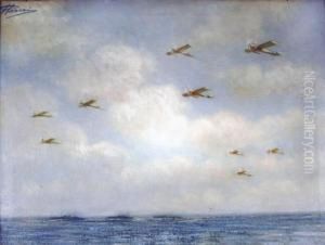 Squadriglia Di Aerosiluranti Sopra La Flotta by R. Pasini