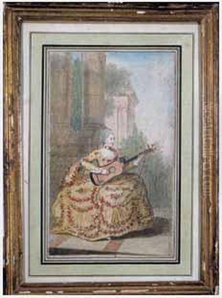 Portrait D'une Jeune Femme Jouant De - view 1