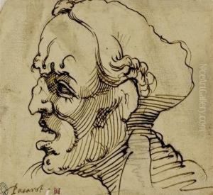 Male Head Study In Profile To The Right by Bartolomeo Passarotti