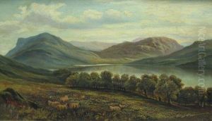 Sheep By A Highland Loch by Charles Henry Passey