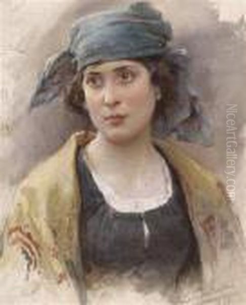 A Girl With A Green Headscarf - view 1