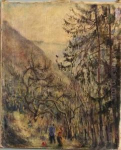 Bergwald Mit
Spielenden Kindern by Leonid Ossipovich Pasternak