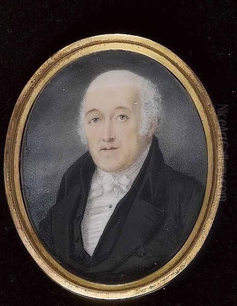 A Gentleman, Wearing Black Coat Matching Waistcoat, White Chemise And Tied Stock. - view 1