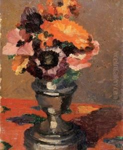 Fleurs D'ete Dans Un Pot D'etain by Louis Pastour