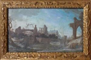 Bord De L'eau Avec Ruines D'eglises by Pierre-Antoine Patel