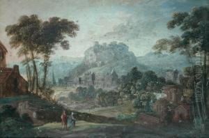 Paysage Anime Avec Architectures A Flanc De Colline
