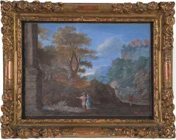 Classical Landscape With Figures Near A Column - view 1