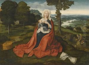 Virgin And Child Seated Before An Extensive Landscape