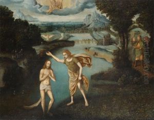 The Baptism Of Christ In The River Jordan by Joachim Patenir