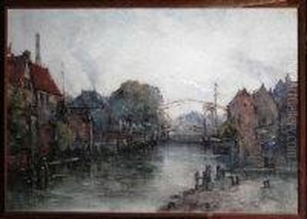 An Urban Dutch Canal With A Pont Levee - view 1