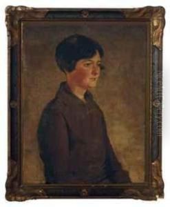 Portrait Of A Girl Wearing A Brown Dress by Hamish Constable Paterson