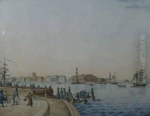 The Spit Of Vasilyevsky Island, A Portion From The Footway Down The Neve In The Placement Embankment The Spit Of Vasilyevsky Island, A Portion From The Footway Down The Neve In The Placement Embankment