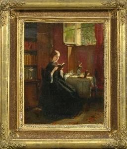 Junge Frau Bei Der Buchlekture Junge Frau Bei Der Buchlekture
