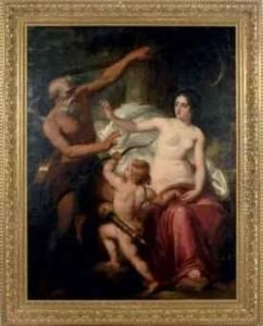 Cupid Imploring Time To Spare Beauty by George Patten