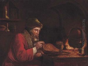 An Alchemist By A Stove In An Interior by Christoph Paudiss
