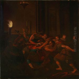 The Murder Of King Canute The Holy Of Denmark In St. Albani Church In Odense In The Year 1086. by Erik Pauelsen