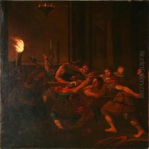 The Murder Of King Knudthe Holy In St. Albani Church In Odense by Erik Pauelsen
