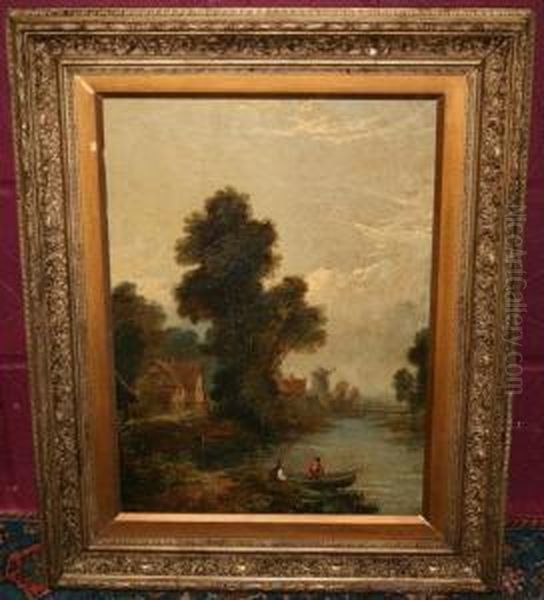 Norwich River Landscape With Figures In A Boat - view 1