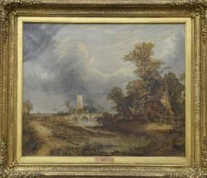 River Landscape With Figures By A Bridge River Landscape With Figures By A Bridge