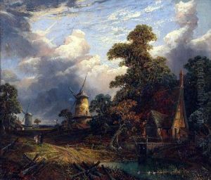 Landscape With Cottage And Windmills