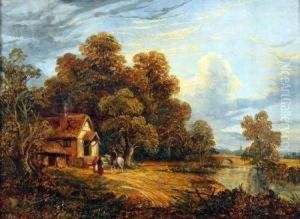 Landscape With Figures And Horse By A Cottage