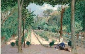 Madame Ullman Assise Dans La Roseraie Du Jardin De Claude Monet A Giverny, Circa 1900 by Leon Eugene Paul