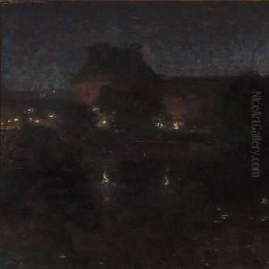 Late Evening At Louvre In Paris by Julius Paulsen