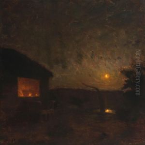 Landscape With House In The Moonlight by Julius Paulsen