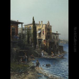 The Steps Of A Busy Lakeside Villa by Leonhard Paulus