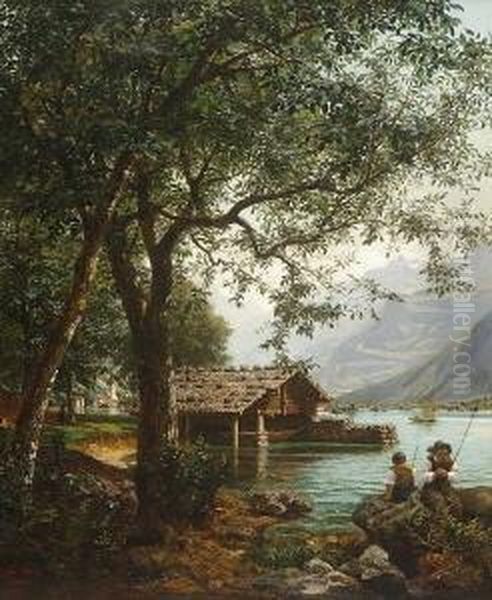 Kleine Angler Am Seeufer - view 1
