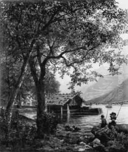 Ein Bootshaus Am Vierwaldstatter See. by Franz Pauly