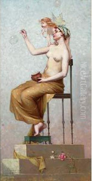 Jeune Femme Et Enfant Aux Bulles De Savon - view 1
