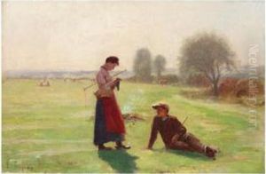 Resting On The Grass by Edouard Jerome Paupion