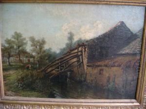 Le Vieux Moulin Huile Sur Carton Signee En Bas A Gauche Et by Gustave Paviez