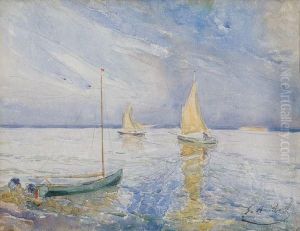 Voiliers En Bord De Mer by Elie Anatole Pavil