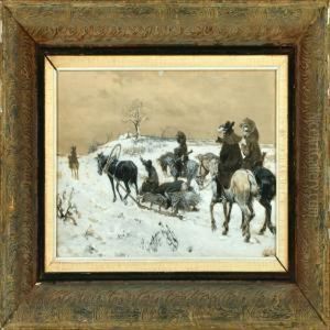 Winterscene Withsoldiers by Waclaw Pawliszak
