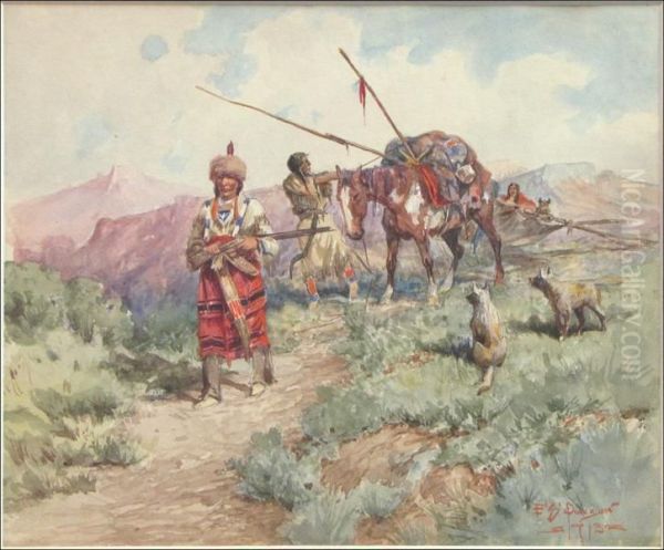 Indians Moving Camp - view 1