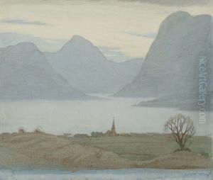 Church Nestled In A Mountain Landscape.