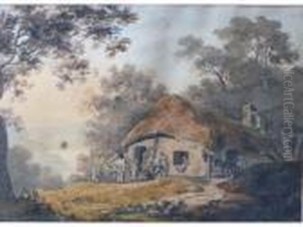 Figures By A Cottage - view 1