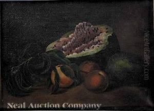 Still Lifewith Watermelon, Peaches, And A Pear