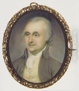 A Gentleman, Wearing Mole-coloured Coat, Yellow Waistcoat And Frilled Chemise, His Hair Powdered.