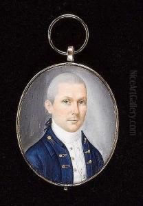 A Gentleman, Wearing Blue Coat With Gold Figured Button Holes, White Waistcoat And Cravat, His Hair En Queue.
