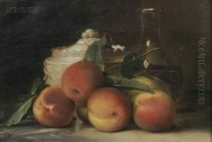 Still Life With Peaches, Wine And Biscuit Jar by Raphaelle Peale