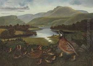 Quail In Landscape by Rubens Peale