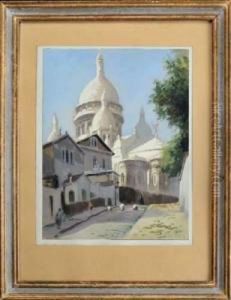 Ruelle Animee Derriere La Basilique Du Sacre Coeur by Rene Louis Pean